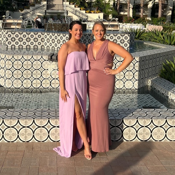 Amanda Uprichard Topanga Maxi Strapless Ruffle
Slit Dress in Lavender sz M - Picture 5 of 6